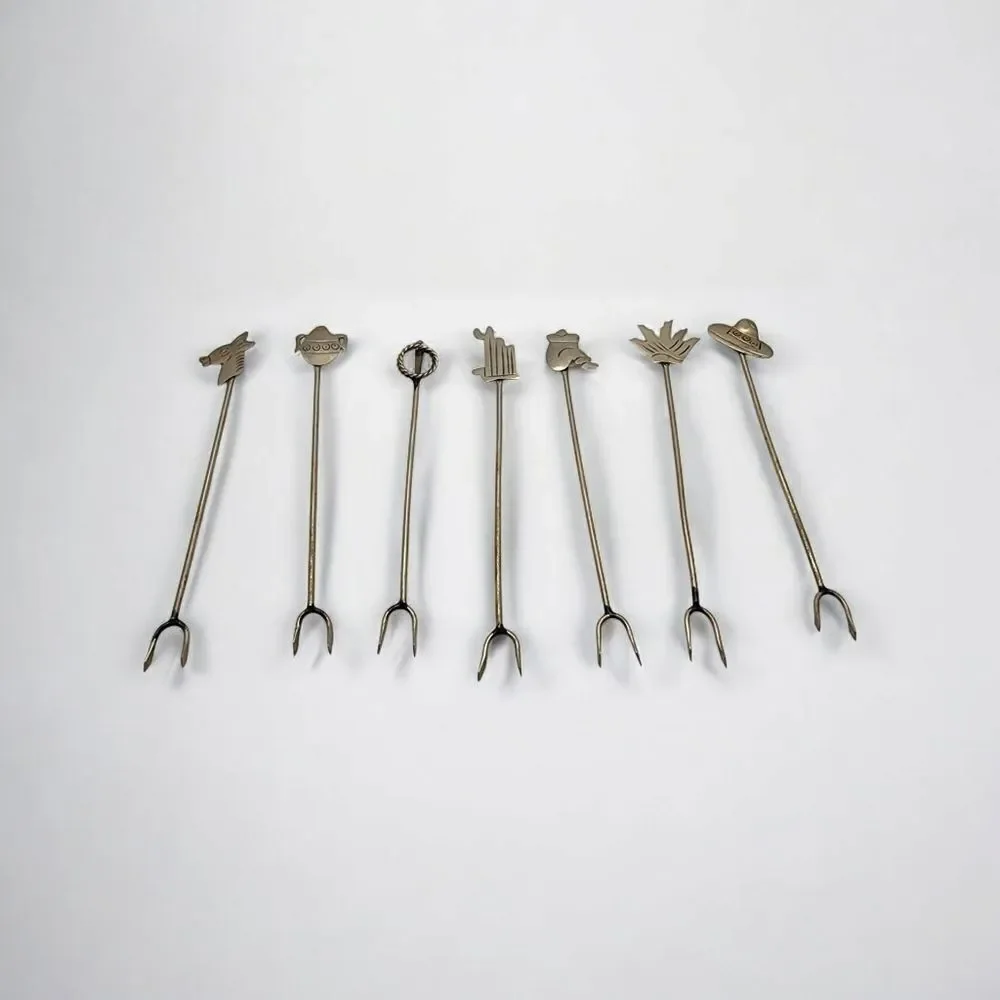 Vintage Taxco Set of 7 Olive/Pickle Forks
